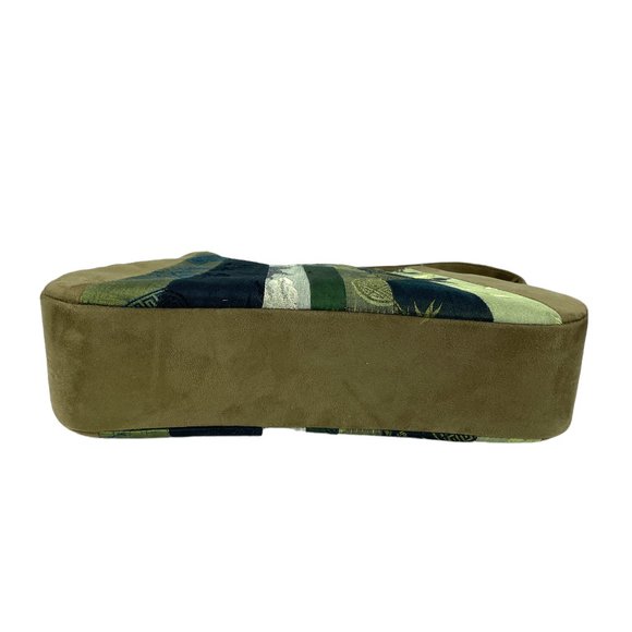 Asian brocade and suede patchwork purse - Picture 4 of 7